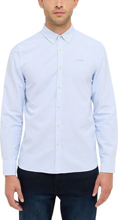 Mustang Langarmhemd MUSTANG Edinburg, Herren, Gr. XXL, N-Gr, blau (blau stripe), Obermaterial: 100% Baumwolle, unifarben, regular fit Po-bedeckend, Manschette