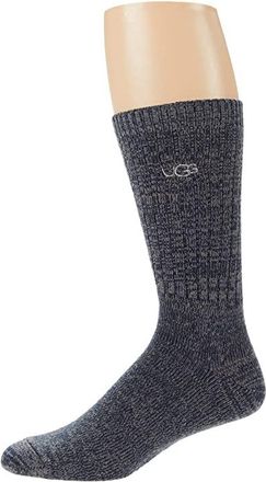 UGG Trey Rib Knit Slouchy Crew Mens No Show Socks Shoes Navy, Spandex/Polyester