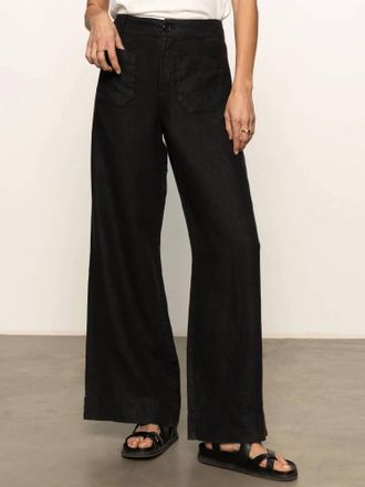 Sanctuary Linen Marine Wide Leg Pants In Black