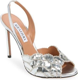 Aquazzura Ce Soir Slingback Sandal in Silver at Nordstrom, Size 40