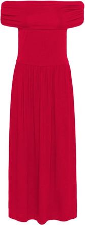 Soaked In Luxury Off-shoulder jurk met volants - Dames - Maxi kleedjes - Rood - M - Kleedjes