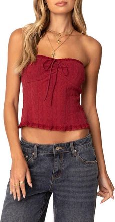 Edikted Lacey Tube Top in Burgundy at Nordstrom, Size X-Large