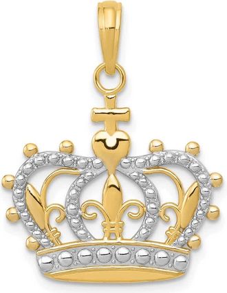 Diamond2Deal 10k Yellow Gold Rhodium Crown Pendant