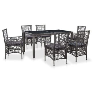 vidaXL Set Da Pranzo Da Giardino 7 Pz In Polyrattan Grigio - Vidaxl