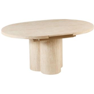Beliani Beliani - Tavolo da pranzo allungabile con ampia base a piedistallo mdf 120/160 x 76 cm Marrone chiaro Moraine