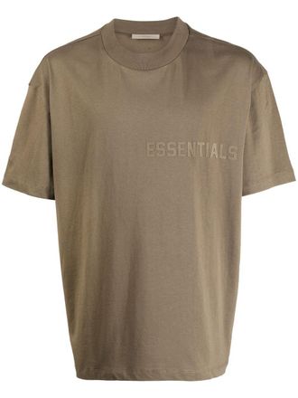 Fear of God logo-appliqu&eacute; crew-neck T-shirt - men - Cotton - S - Green