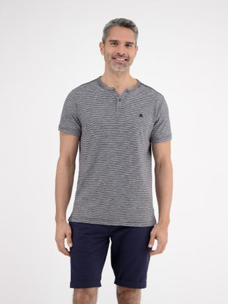 Lerros T-Shirt LERROS, Herren, Gr. XL, blau (classic navy), Obermaterial: 100% Baumwolle, gestreift, regular fit taillenbedeckt, gerader Abschluss, Shirts T-