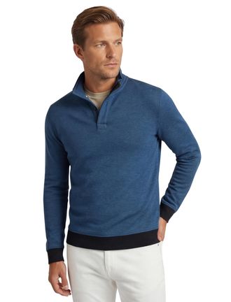 Baileys trui katoen half zip donkerblauw