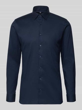Olymp No. 6 Slim Fit Businesshemd mit Kentkragen in Marine, Gr&ouml;&szlig;e 37