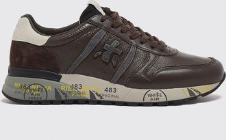Premiata Lander Two-Tone Leather Low-Top Sneakers with Applied Logo