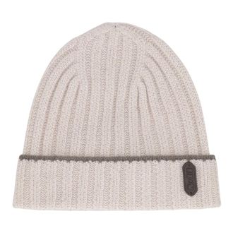 Moorer Accessories, male, Gray, L, Cashmere Ribbed Knit Beanie Hat