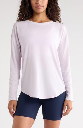 Zella Breathe Long Sleeve Performance T-Shirt in Purple Hush at Nordstrom, Size X-Small