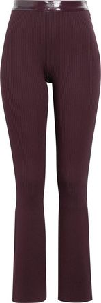 Courr&egrave;ges Vinyl Trim Rib Flare Pants in Burgundy at Nordstrom, Size X-Small