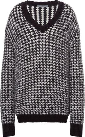 Alberta Ferretti drop-shoulder patterned-intarsia jumper - women - Cotton/Polyamide/Mohair/Virgin Wool - 44 - Black