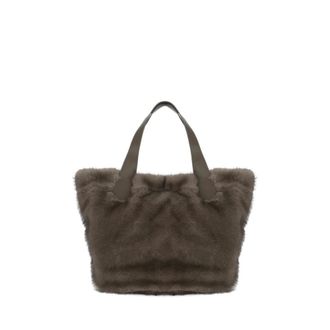 Bully Shopper van imitatiebont - Dames - Tassen - Grijs - Maat: ONE Size Poliester