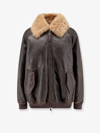 Brunello Cucinelli Giubbino in pelle con interno in montone - BRUNELLO CUCINELLI - gender_Woman