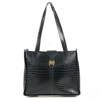 Ferragamo Black Gold Leather Shoulder Bag Tote Bag (Pre-Owned)