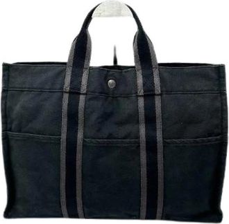Herm&egrave;s Pre-owned Katoenen Tote Bag - Dames - Vintage Shopper - Zwart - ONE Size - Katoen - Vintage