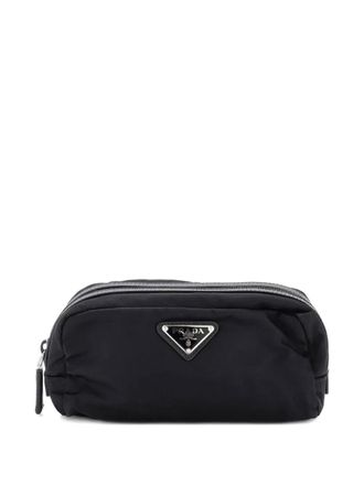 Prada Zip Travel Re-Nylon with Saffiano Leather pouch - Black