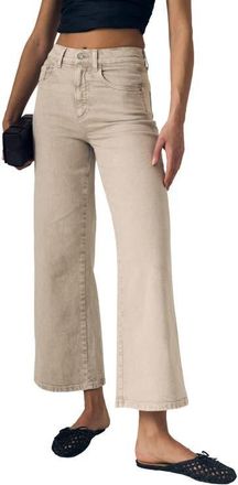LE JEAN Juliette High Waist Ankle Wide Leg Jeans in Desert Sands at Nordstrom, Size 31