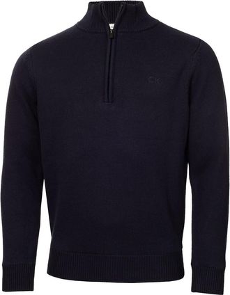 Calvin Klein Mens Lined Chunky Half Zip Sweater - Navy/Navy - XXXL
