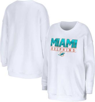 WEAR by Erin Andrews Womens WEAR by Erin Andrews White Miami Dolphins Domestic Pullover Sweatshirt at Nordstrom, Size X-Large