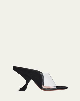 Amina Muaddi 90mm Mackenzie Suede and PVC Sandals