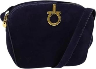 Ferragamo Pre-owned Cross Body Bags, female, Purple, Size: ONE SIZE Pre-owned Suede Shoulder Bag