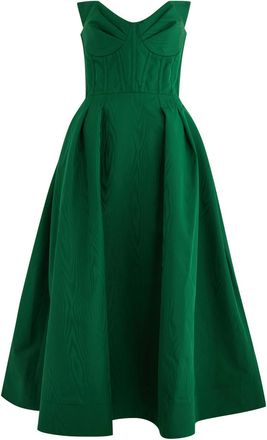 Rebecca Vallance Luiza Strapless Moir&eacute; Midi Dress - Green - 12 (UK12 / M)