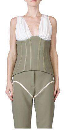 Paris Georgia Mahala Bodice Top In Khaki & Cream