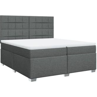 vidaXL Cama Box Spring Con Colch&oacute;n Tela Gris Oscuro 200x200 Cm Vidaxl