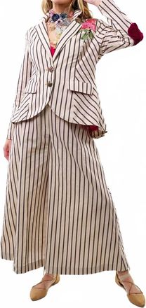 Aratta Derby Princess Blazer And Wide Leg Pants Set In Cream Stripes
