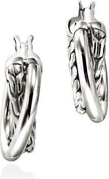 John Hardy JH Essential Crossover Hoop Earring, Sterling Silver, 14.5MM EB98713