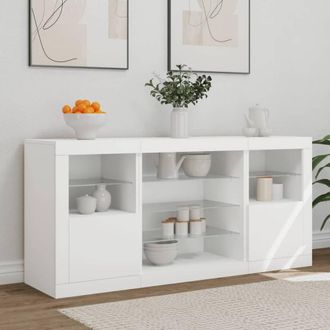 Berkfield Home Sideboard with LED Lights White 142.5x37x67 cm