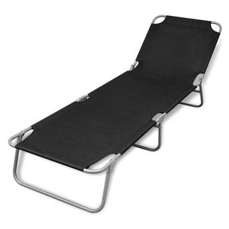 vidaXL Vidaxl - Tumbona Plegable De Acero Con Recubrimiento Polvo Negro