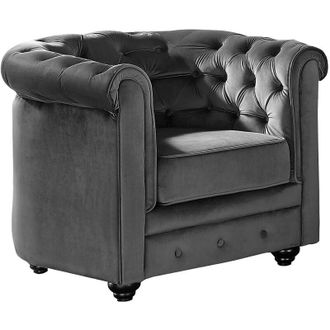 Vente-Unique Vente-unique - Poltrona chesterfield in velluto Antracite