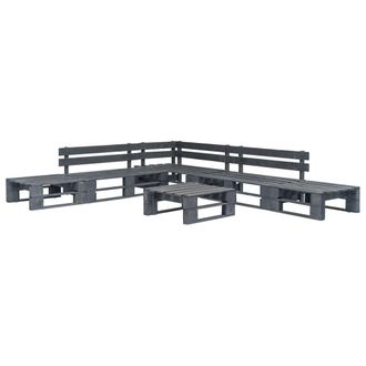 vidaXL Vidaxl - Set De Muebles De Palets Para Jard&iacute;n 6 Piezas Madera Gris