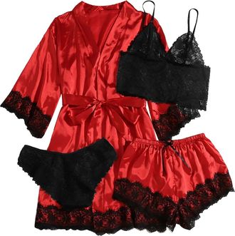 Generic 107% Cotton Pyjamas Set for Women Button Down Long Sleeves Pjs Plaid Christmas Pajamas Loungewear XA351 Red S