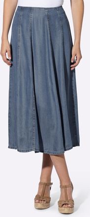 Heine Bahnenrock HEINE, Damen, Gr. 34, blau, bleached, 100% Lyocell, unifarben, wadenlang, R&ouml;cke Bahnenrock