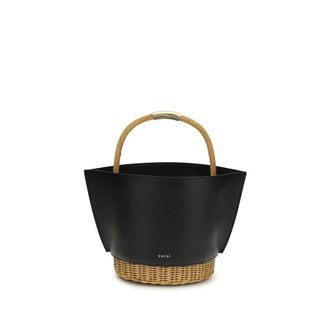 sacai Leather And Rattan Handbag