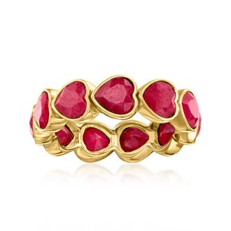 Ross-Simons Ruby Heart Ring in 18kt Gold Over Sterling