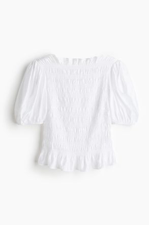 H&M Gesmokte Bluse - Weiss