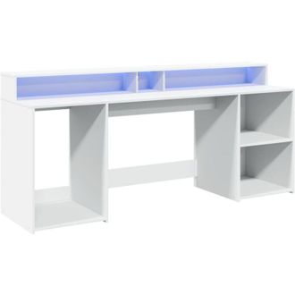 vidaXL Vidaxl - Desk with led Lights White 200x55x91 cm Engineered Wood