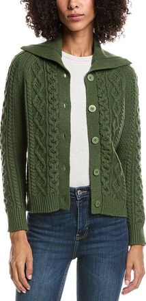 Forté Cashmere Wool & Cashmere-Blend Luxe Cable Cardigan