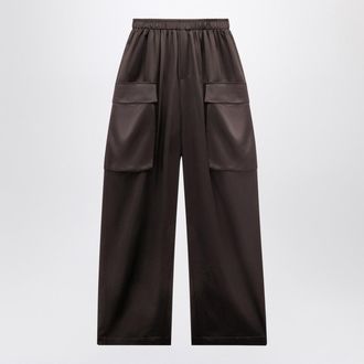 Frankie Shop Dark brown Delny satin cargo trousers