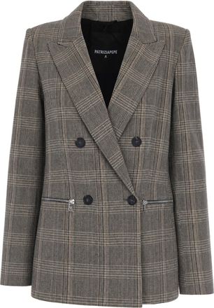 Patrizia Pepe Grey Prince Of Wales Double-Breasted Blazer