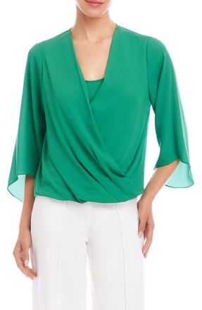 Karen Kane Drape Crossover Crepe Top in Green at Nordstrom, Size X-Small P
