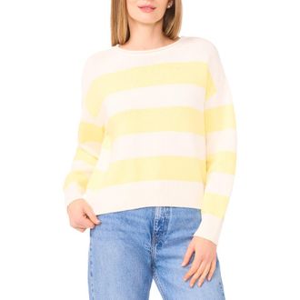 CeCe by Cynthia Steffe Stripe Roll Neck Sweater in Sugar Yellow Stripe at Nordstrom Rack, Size X-Small