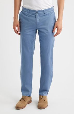 Brax Fabio Micropattern Flat Front Cotton Blend Pants in Storm at Nordstrom, Size 31 X