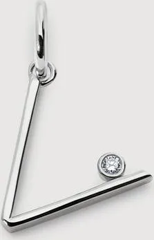 Monica Vinader Sterling Silver Solitaire Diamond Initial V Pendant Lab Grown Diamond
